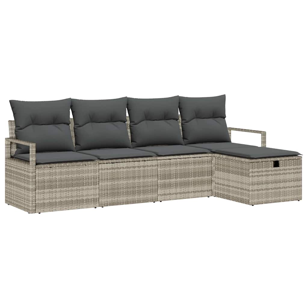 Garten-Sofa-Set 5 pcs Hellgrau 230 x 117 x 85 cm Poly Rattan